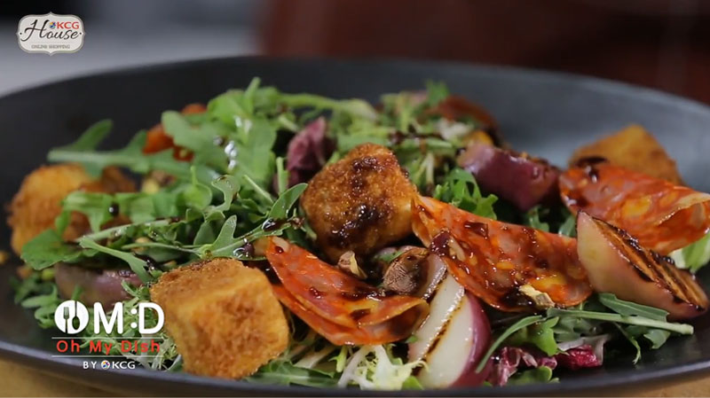 Oh My Dish By KCG Ep 10 Warm Camembert Salad with Grilled Peach